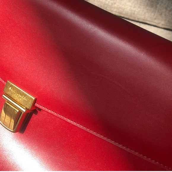 YSL Saint Laurent Red Calf Leather Envelope Clutch - Picture 2 of 6
